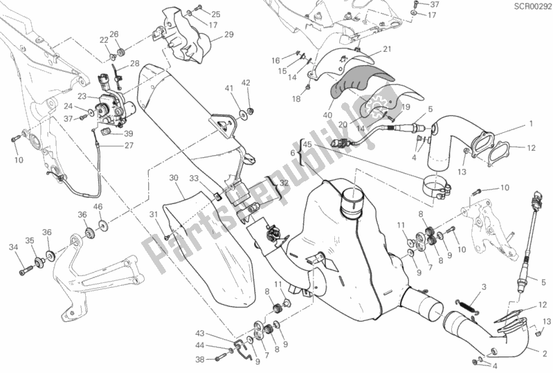 Toutes les pièces pour le Système D'échappement du Ducati Multistrada 1260 Enduro Touring USA 2020